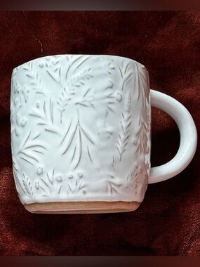 White Botanical Ceramic Mug